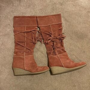 Salmon colored boots